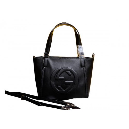 Geantă Gucci Soho din piele cu mâner superior 369176 Negru