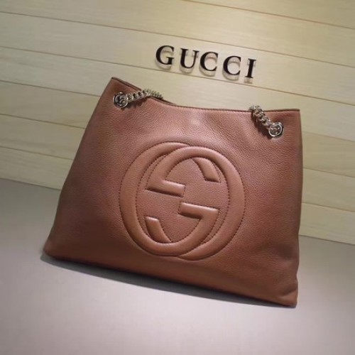 Geantă tote Gucci Soho medie din piele de vițel 308982 Caisă