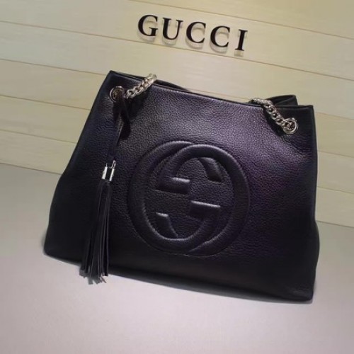 Geantă tote Gucci Soho medie din piele de vițel 308982 neagră