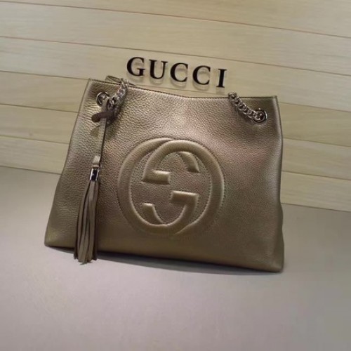 Geantă tote Gucci Soho medie din piele de vițel 308982 bronz