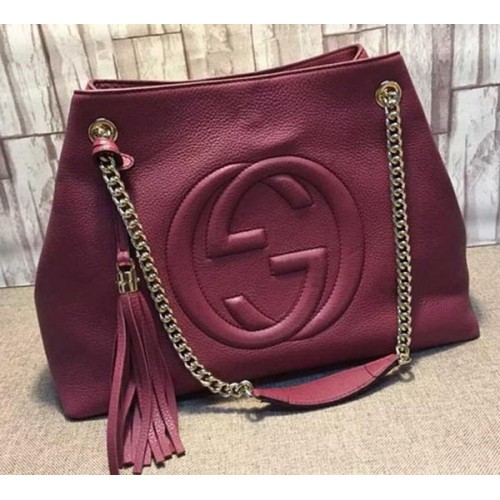Geantă tote Gucci Soho medie din piele de vițel 308982 Maro