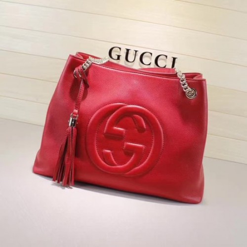 Geantă tote Gucci Soho medie din piele de vițel 308982 roșie