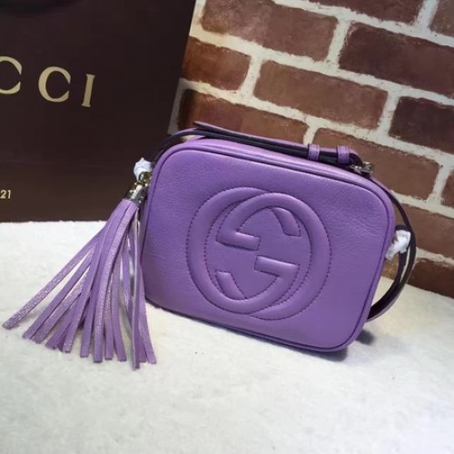 Geantă Gucci Soho din piele metalică Disco 308364 violet