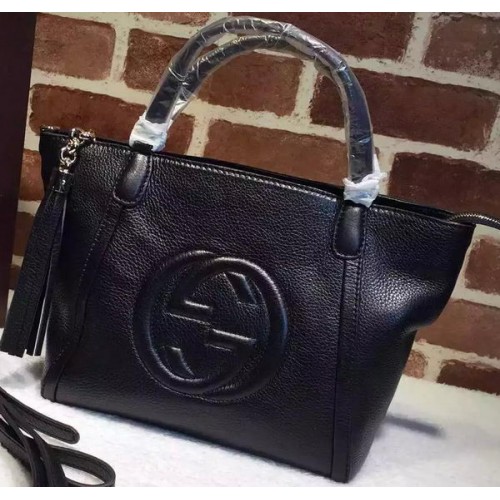 Gucci Soho Original Genți din piele cu mâner superior 369176 Negre