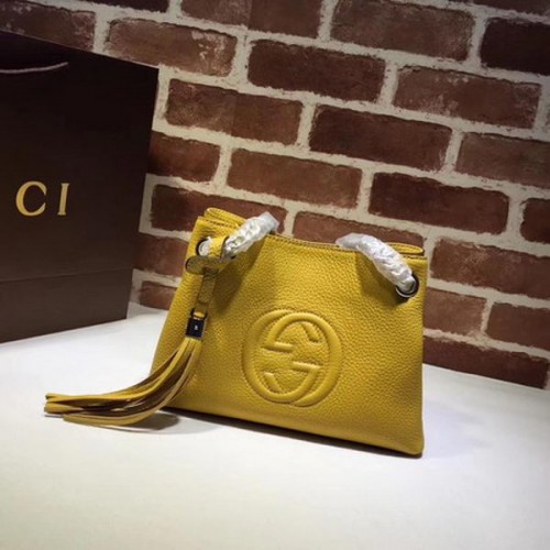 Geantă mică Gucci Soho din piele de vițel 387043 galbenă
