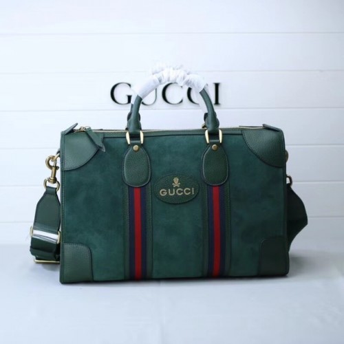 Geantă de voiaj Gucci Suede cu Web 459311 verde