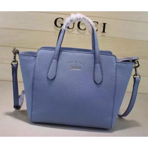 Genți Gucci Swing mini din piele cu mâner superior 368827 Albastru deschis