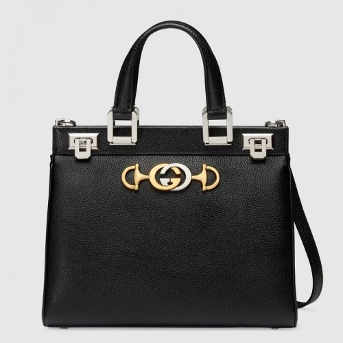 Geantă mică Gucci Zumi din piele granulată cu mâner superior 569712 Negru