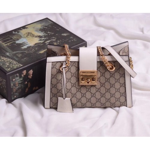 Geantă de umăr Gucci originală Padlock 498156 albă