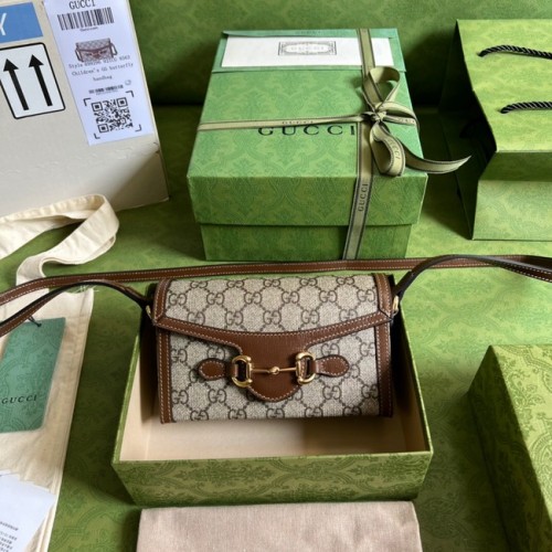 Geantă de umăr Gucci cu inel interlocking G 699296 maro
