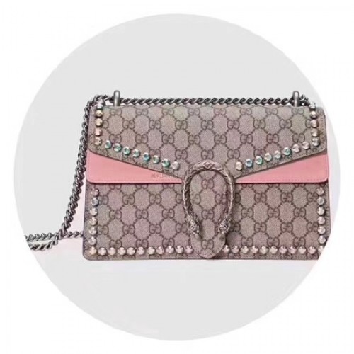 Geantă de umăr Gucci Dionysus mică cu GG 400249 roz