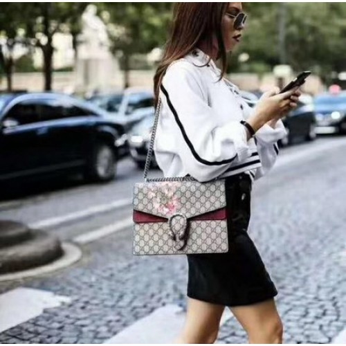 Geantă de umăr Gucci Dionysus GG Canvas 403348 Wine