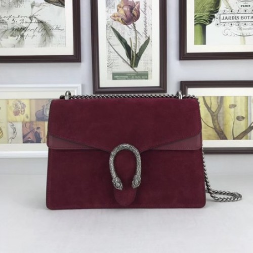 Geantă de umăr Gucci Dionysus Suede Leather 403348 Wine