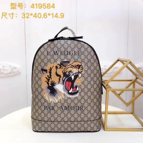Rucsac Gucci Supreme cu imprimeu de pisică înfuriată 419584 maro
