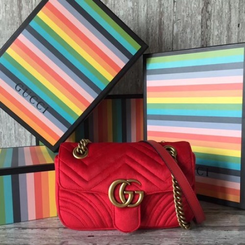 Geantă Gucci GG Marmont Mini 446744 Roșie