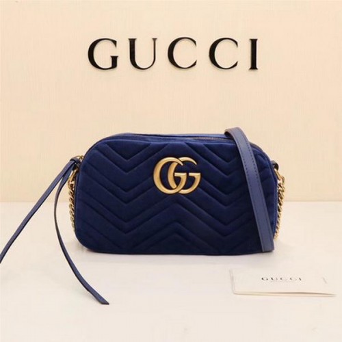 Geantă de umăr Gucci GG Marmont Matelasse din catifea 447632 Royal