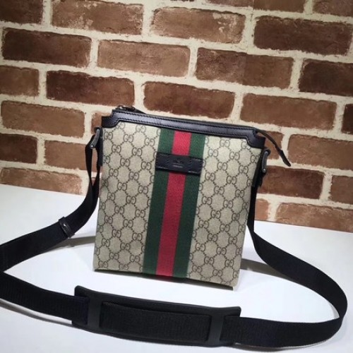 Geantă Gucci Web GG Supreme Flat Messenger 471454 Caisă