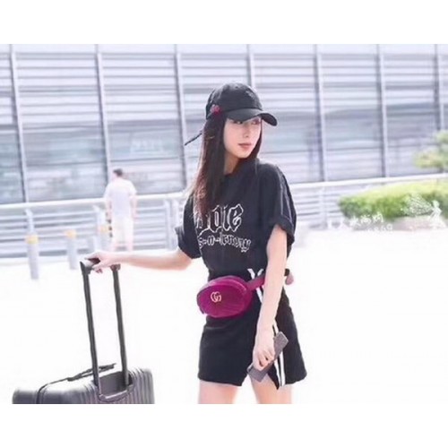 Geantă cu centură Gucci GG Marmont din catifea 476434 violet