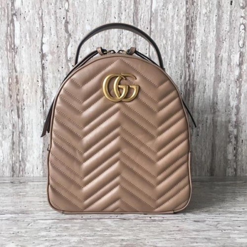 Rucsac Gucci GG Marmont din piele matlasată 476671 Caisă
