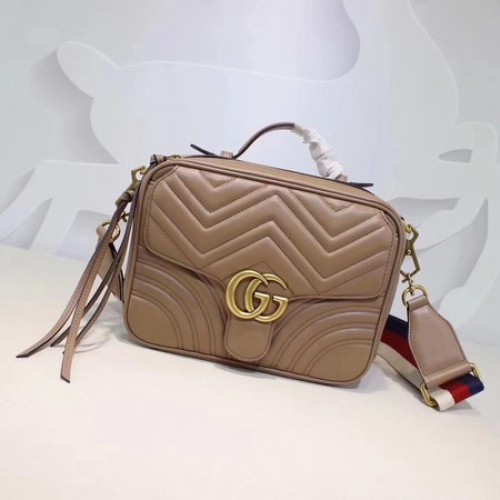 Geantă de umăr mică Gucci GG Marmont 498100 Caisă