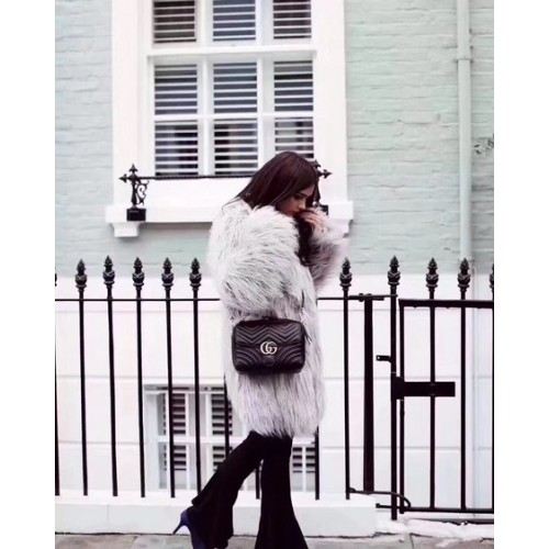 Geantă de umăr mică Gucci GG Marmont 498100 Neagră