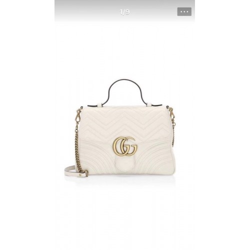 Geantă mică Gucci GG Marmont cu mâner superior 498110 Albă