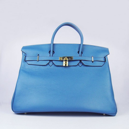 Geantă Hermes Birkin 6099 40CM Togo cu lacăt albastru și auriu