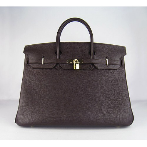 Geantă Hermes Birkin 40CM Togo, culoare cafea închisă, 6099, aurie