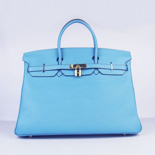 Geantă Hermes Birkin 40CM Togo Albastru Deschis 6099 Auriu