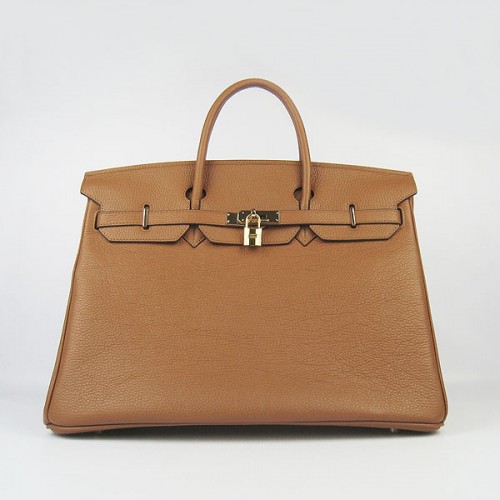Geantă Hermes Birkin 40CM Togo, culoare cafea deschisă, 6099, aurie