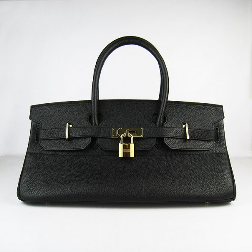 Geantă Hermes Birkin 6109 Togo din piele neagră 42cm aurie