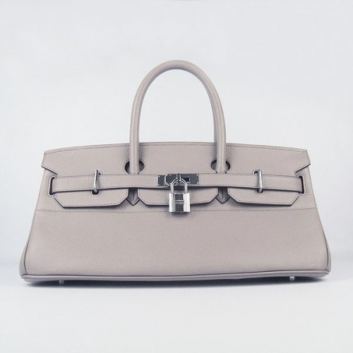 Geantă Hermes Birkin 6109 Togo din piele gri 42cm argintie