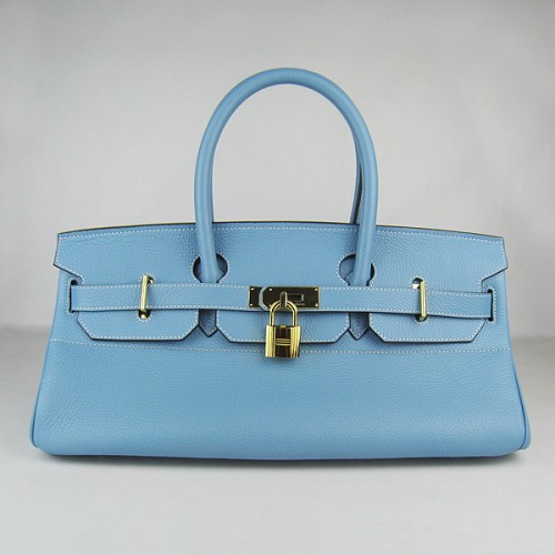 Geantă Hermes Birkin 6109 Togo din piele, albastru deschis, 42 cm, aurie