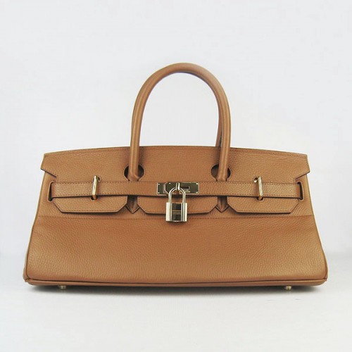 Geantă Hermes Birkin 6109 Togo din piele, culoare cafea deschisă, 42 cm, aurie