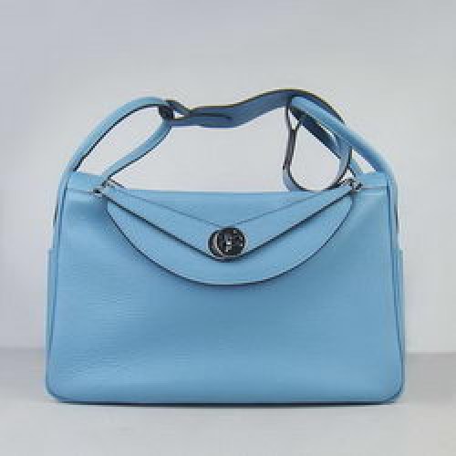 Geantă de umăr Hermes Lindy 34CM, albastru deschis