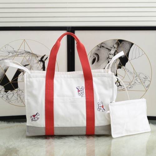 Geantă de cumpărături Hermes Adada Nappy din pânză H5635 portocalie