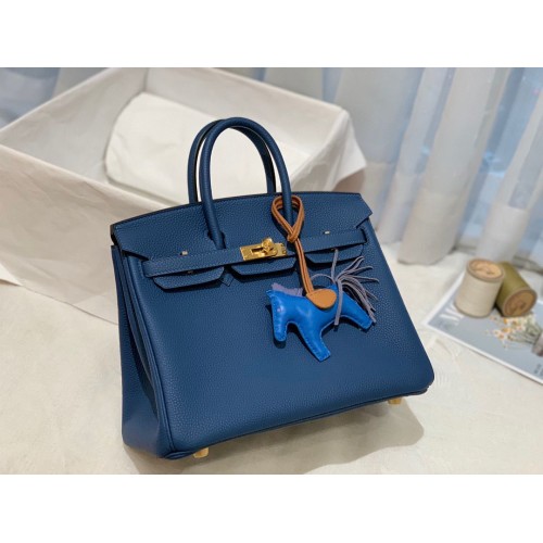 Geantă Hermes Birkin 25CM Togo din piele originală H25E albastru închis