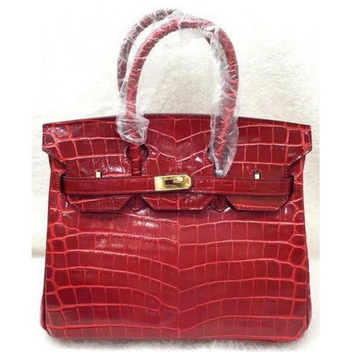 Geantă Hermes Birkin 25CM din piele croco H25TCO roșie