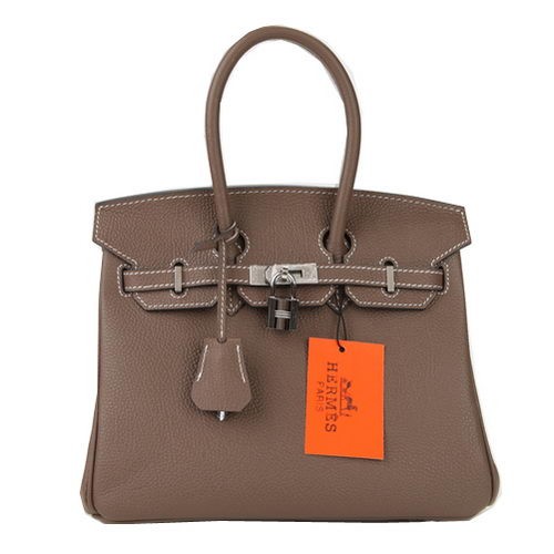 Genți tote Hermes Birkin 25CM gri închis, piele originală, argintiu