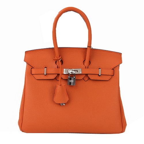 Genți tote Hermes Birkin 25CM portocalii, piele originală, aurii