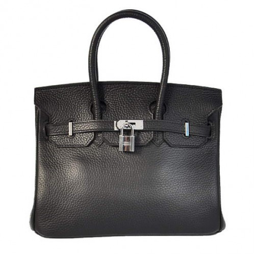 Genți Hermes Birkin 25CM Tote Bag Togo Leather Black Silver