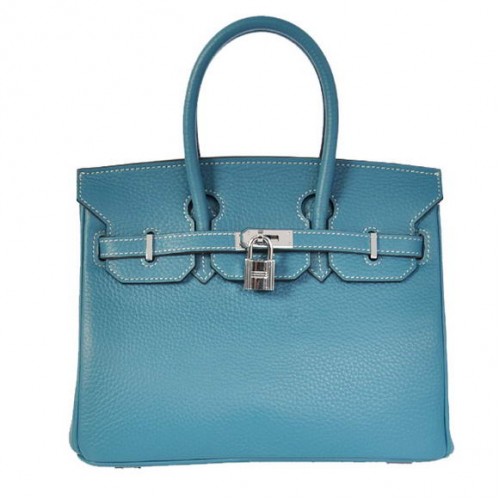 Genți Hermes Birkin 25CM Tote Bag Togo Leather Albastru Argintiu
