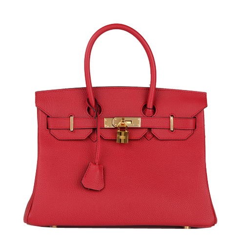 Geantă Hermes Birkin 30CM, piele originală, culoare vișinie, H30, auriu
