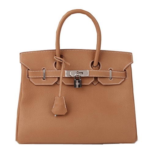 Geantă Hermes Birkin 30CM Camel Original Leather H30 Silver