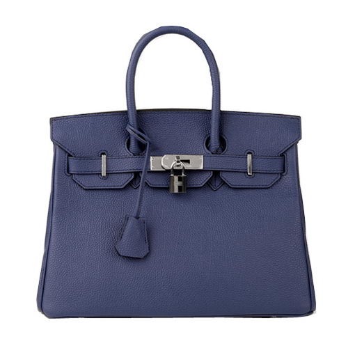 Geantă Hermes Birkin 30CM, Albastru Regal, Piele Originală H30 Argintie