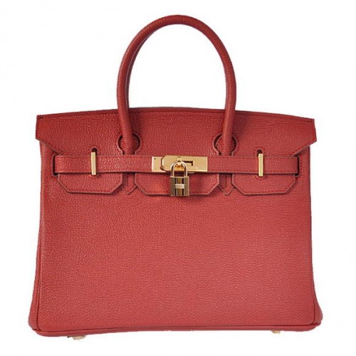 Genți tote Hermes Birkin 30CM, piele netedă, bordeaux, aurii