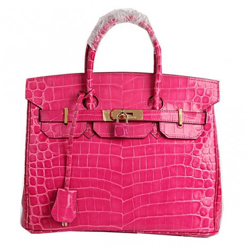 Genți Hermes Birkin 30CM din piele crocodil, culoarea peach, aurii