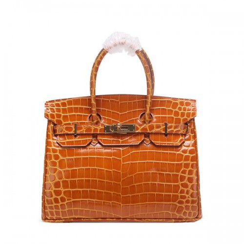 Genți Hermes Birkin 30CM din piele iridescentă croco, aurii