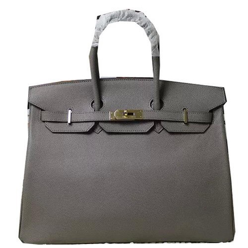 Geantă Hermes Birkin 35CM 30CM piele de șopârlă H35H30 gri