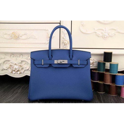 Geantă Hermes Birkin 35CM 30CM din piele originală HB35O albastră